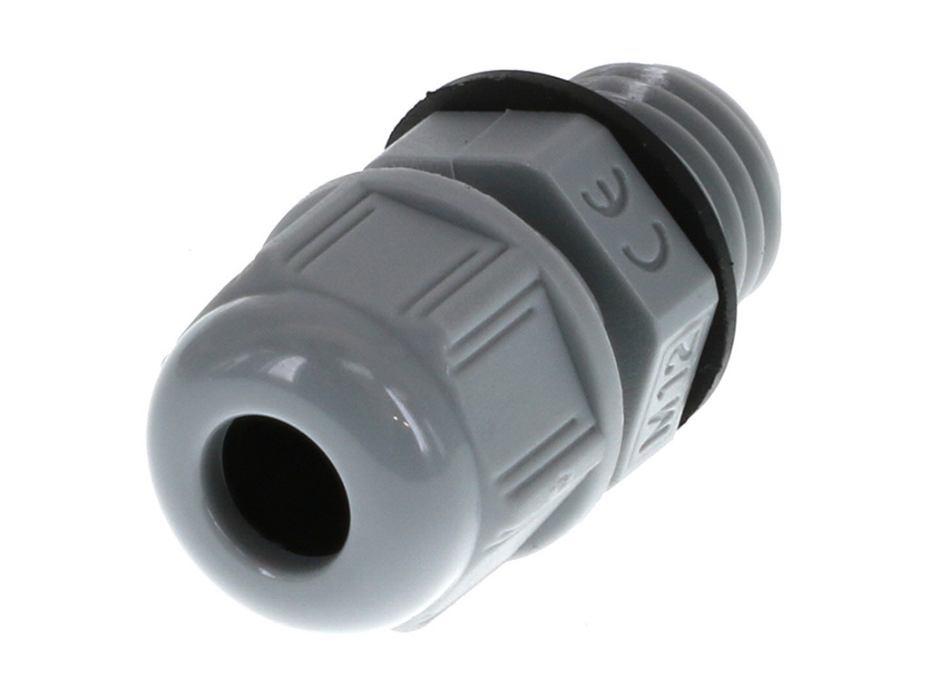 GWconnect Plastic Gable Gland, with Gasket, M12x1.5 Thread, Grey RAL 7001