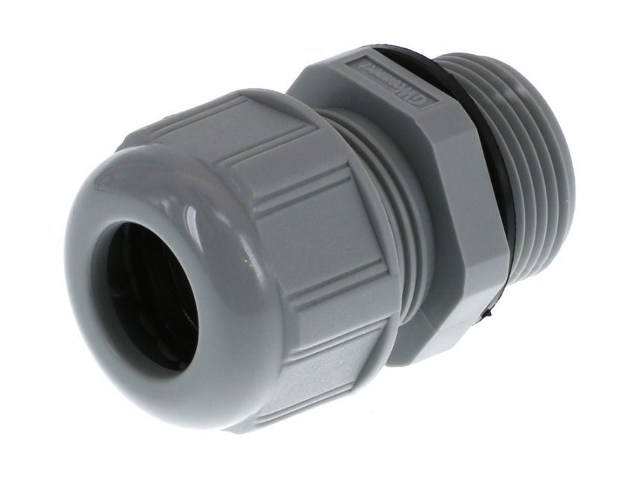 GWconnect Plastic Gable Gland, with Gasket, Pg16 Thread, Grey RAL 7001
