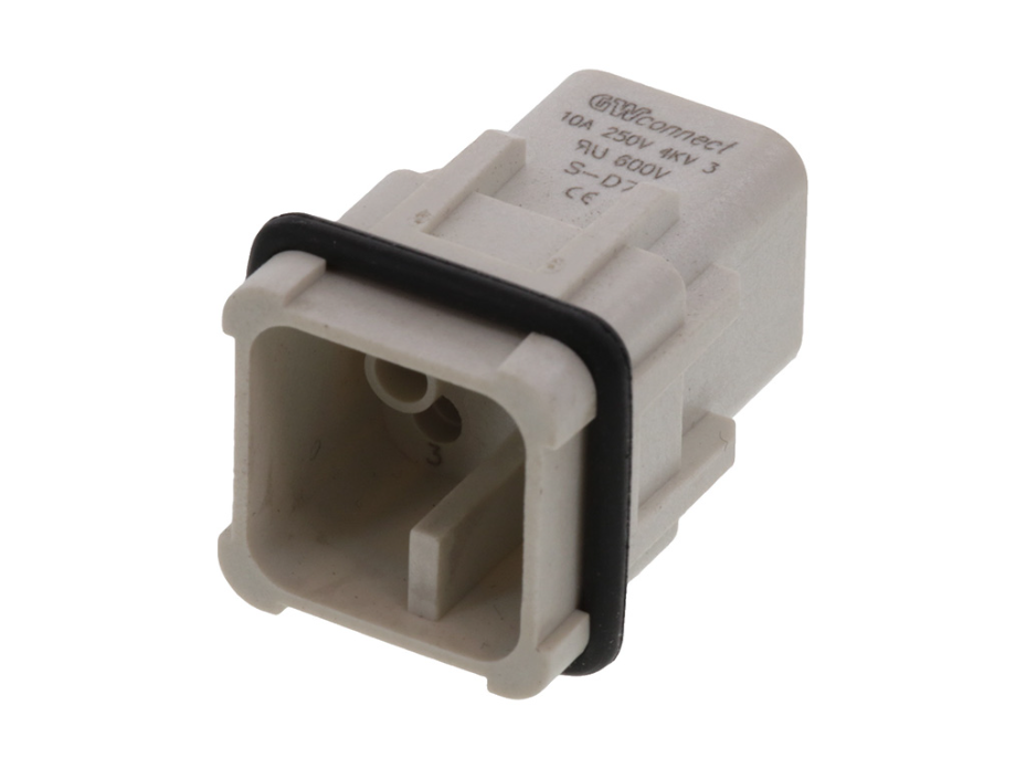 GWconnect Crimp Contact Insert, Male, 7-Pole, 10A, for Crimp Contacts, Size 3A «21x21», Grey