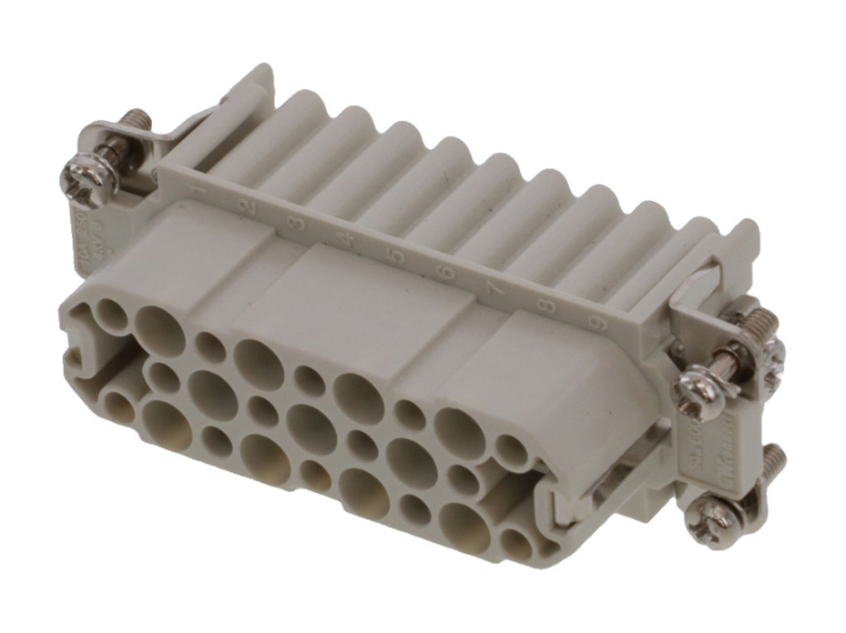 GWconnect Crimp Contact Insert, Female, 25-Pole, 10A, for Turned or Stamped Crimp Contacts, Size 16A «66x16»