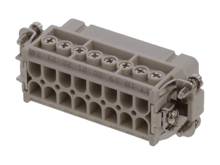GWconnect Screw Terminal Insert, Female, 16-Pole, 16A, Numbered 17-32, with Wire Protection, Silver (Ag) Plated Contacts, Size 16A «66x16»