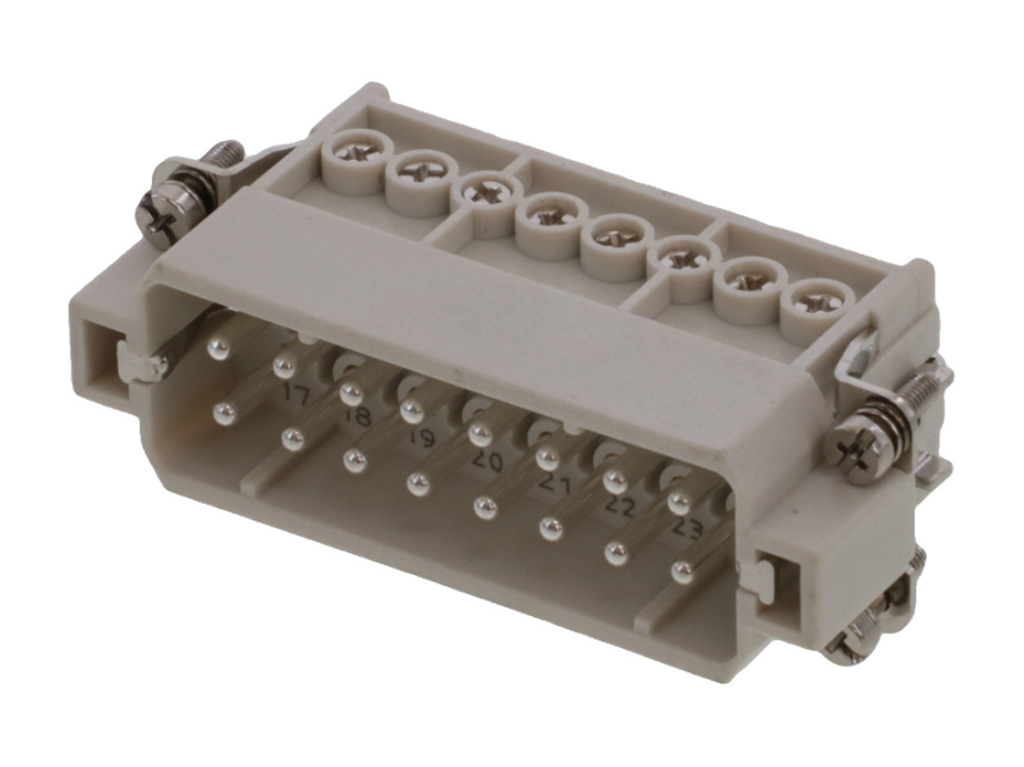 GWconnect Screw Terminal Insert, Male, 16-Pole, 16A, Numbered 17-32, with Wire Protection, Silver (Ag) Plated Contacts, Size 16A «66x16»