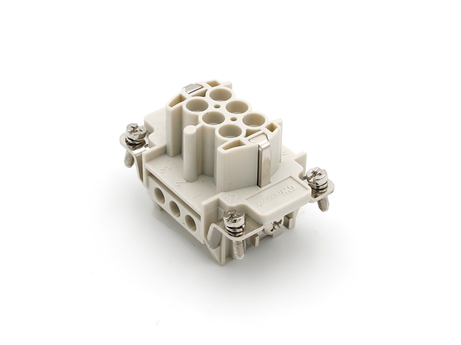 GWconnect Screw Terminal Insert, Female, 6-Pole, 16A, with Wire Protection, Silver (Ag) Plated Contacts, Size 6B «44x27»