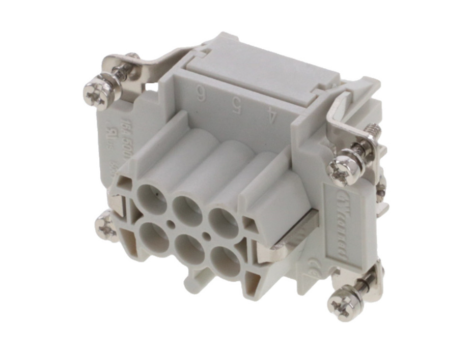 GWconnect Crimp Contact Insert, Female, 6-Pole, 16A, for Crimp Contacts,  Size 6B «44x27»
