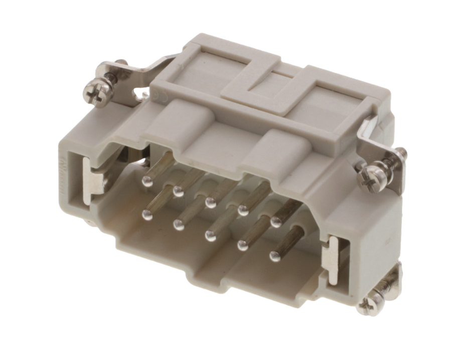GWconnect Spring Terminal Insert, Male, 10-Pole, 16A, Silver (Ag) Plated  Contacts, Size 10B «57x27»