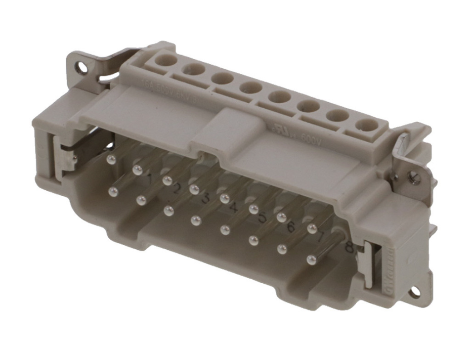 GWconnect Screw Terminal Insert, Male, 16-Pole, 16A, Numbered 1-16, with  Wire Protection, Silver (Ag) Plated Contacts, Size 16B «77x27»
