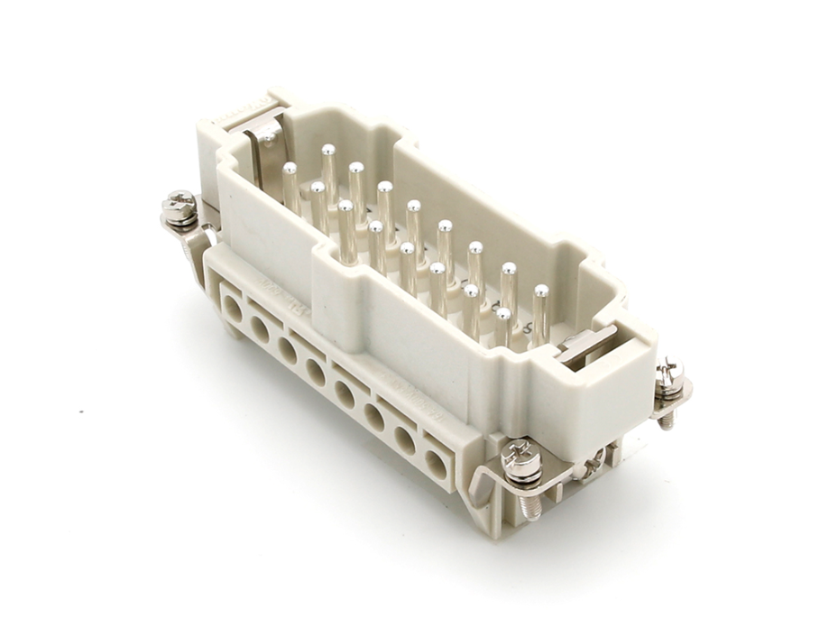 GWconnect Screw Terminal Insert, Male, 16-Pole, 16A, Numbered 17-32, with Wire Protection, Silver (Ag) Plated Contacts, Size 16B «77x27»