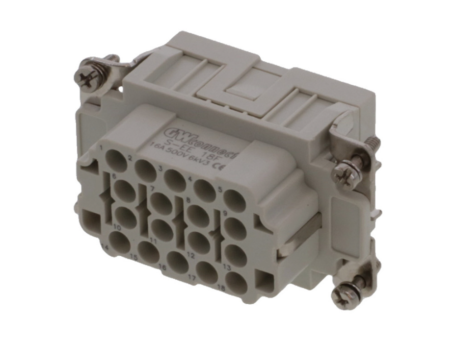 GWconnect Crimp Contact Insert, Female, 18-Pole, 16A, for Crimp Contacts, Size 10B «57x27»
