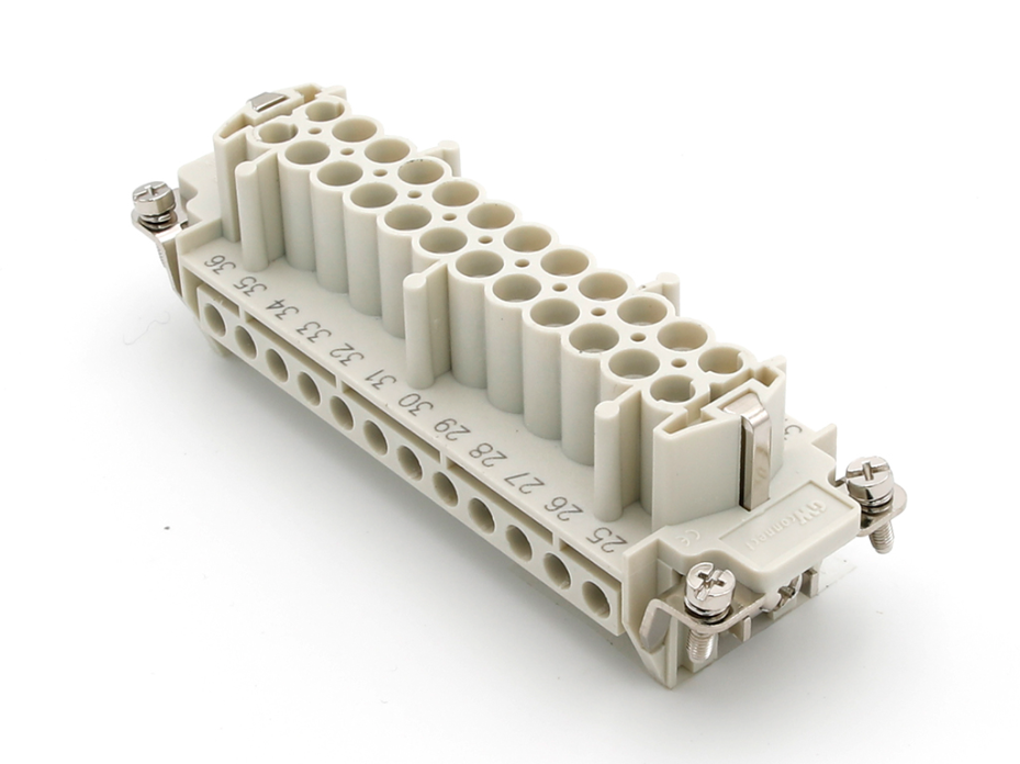 GWconnect Screw Terminal Insert, Female, 24-Pole, 16A, Numbered 25-48, with Wire Protection, Silver (Ag) Plated Contacts, Size 24B «104x27»