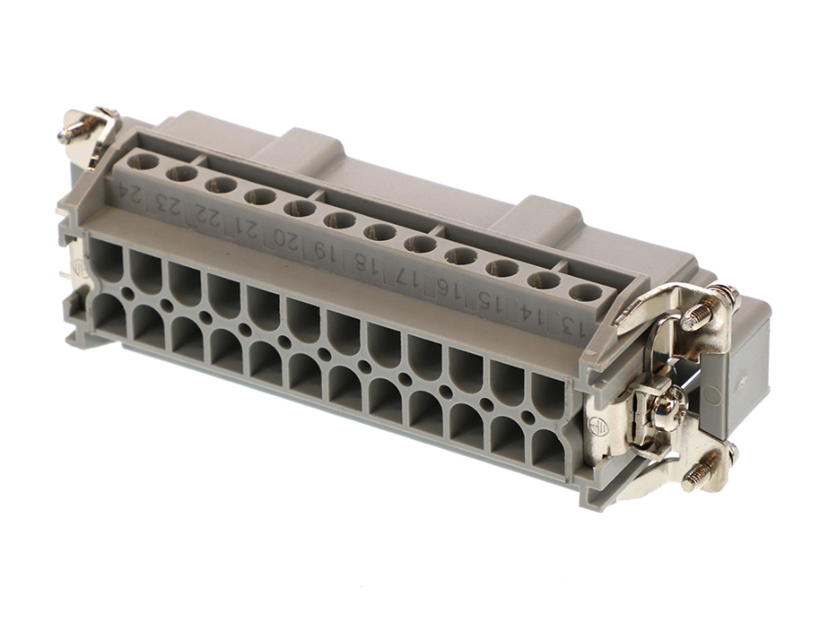 GWconnect Screw Terminal Insert, Male, 24-Pole, 16A, Numbered 1-24, with  Wire Protection, Silver (Ag) Plated Contacts, Size 24B «104x27»