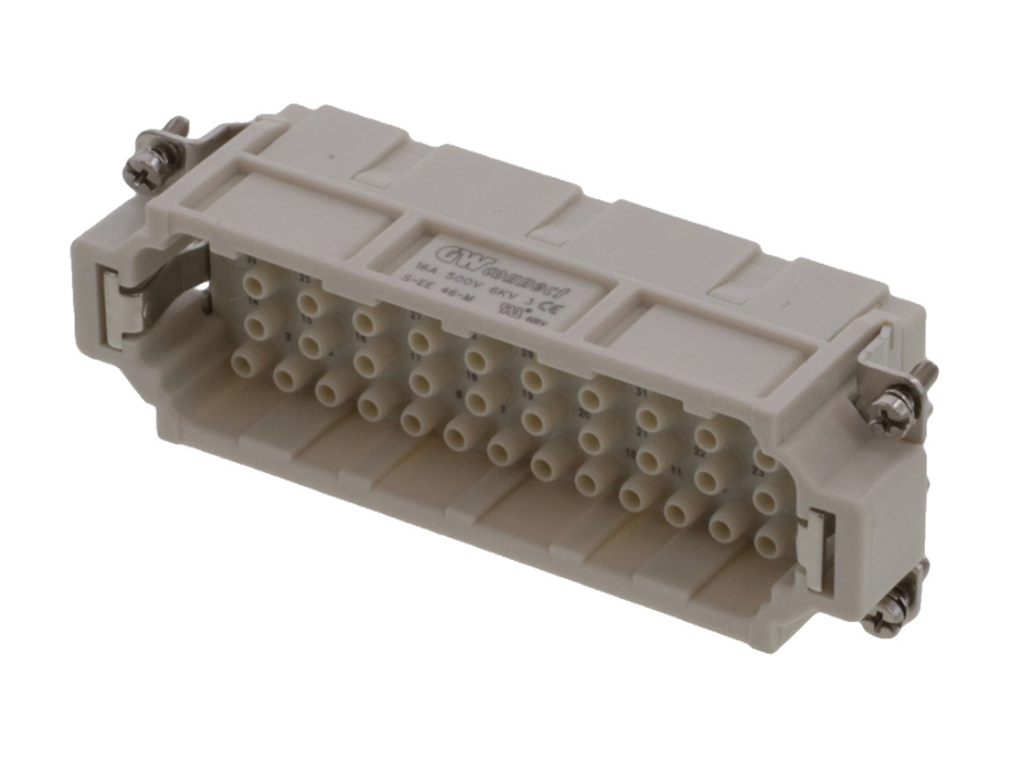 GWconnect Crimp Contact Insert, Male, 46-Pole, 16A, Numbered 1-46, for Crimp Contacts, Size 24B «104x27»