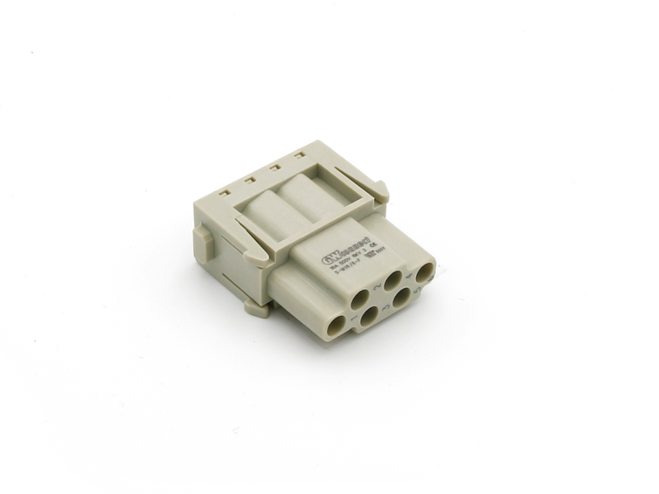 GWconnect Crimp Contact Insert, Female, 6-Pole, 10A, for Turned Crimp Contacts, Size «34.2x14.6»