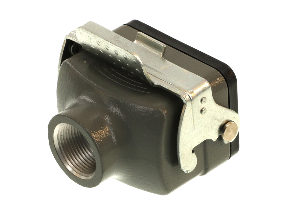 GWconnect STD - Standard, Single Lever Coupler, Die-cast Aluminum, with 1 Lever, Top Entry, with Gasket, Size 6B «44x27», Extended Pg16 Thread, Grey