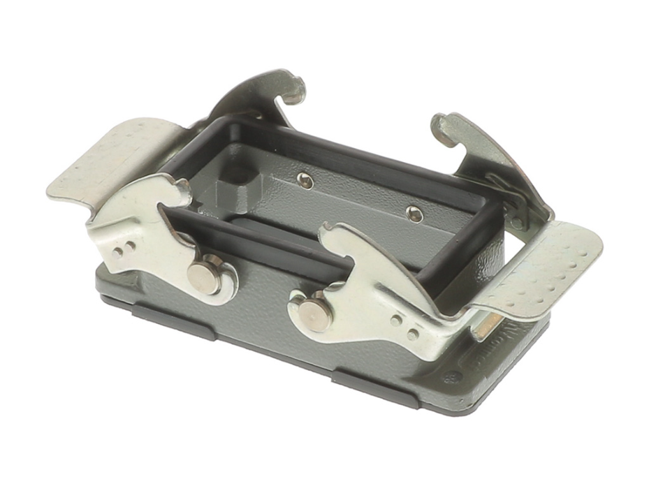 GWconnect STD - Standard, Double Lever Bulkhead Mount Housing, Die-cast Aluminum, with 2 Levers, with Gasket, Size 10B «57x27», Grey