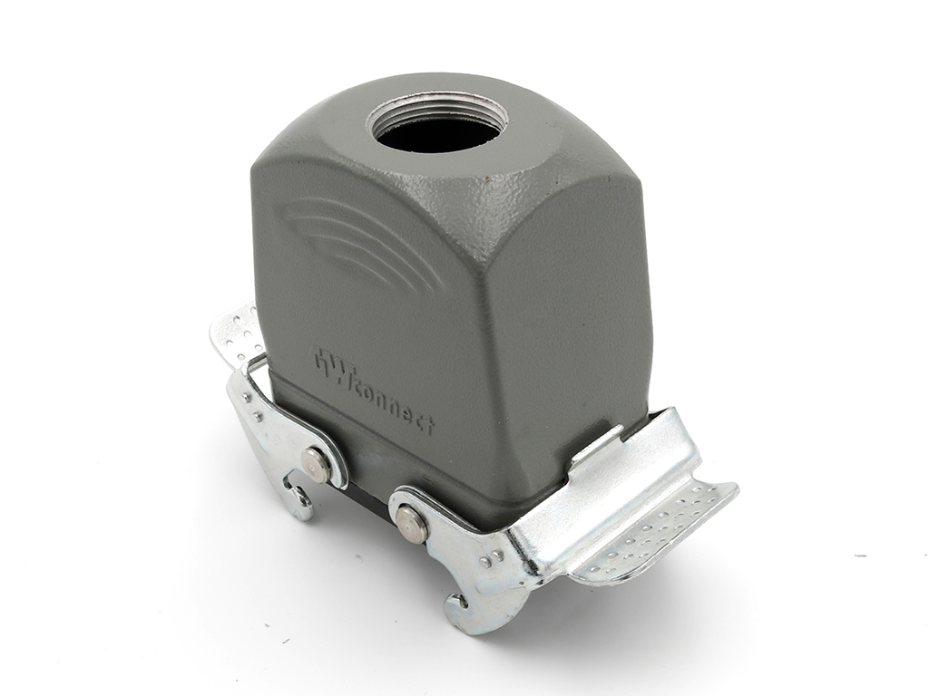 GWconnect STD - Standard, Double Lever Coupler, Die-cast Aluminum, with 2 Levers, Top Entry, with Gasket, Size 10B «57x27», M32 Thread, High Construction, Grey