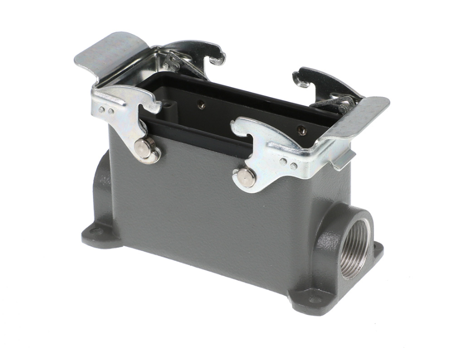 GWconnect STD - Standard, Double Lever Surface Mount Housing, Die-cast Aluminum, with 2 Levers, with Gasket, Size 16B «77x27», M25x2 Thread, Grey