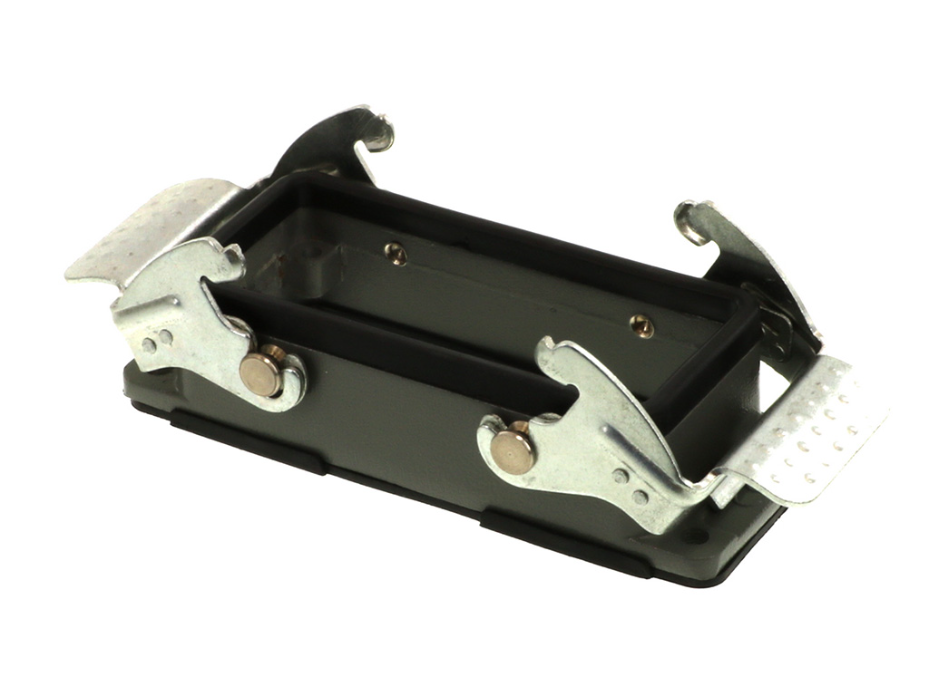 GWconnect STD - Standard, Double Lever Bulkhead Mount Housing, Die-cast Aluminum, with 2 Levers, with Gasket, Size 16B «77x27», Grey
