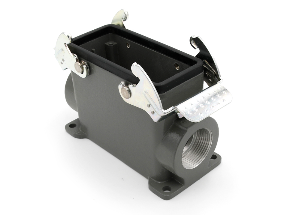 GWconnect STD - Standard, Double Lever Surface Mount Housing, Die-cast Aluminum, with 2 Levers, with Gasket, Size 16B «77x27», Pg29 Thread, High Construction, Grey