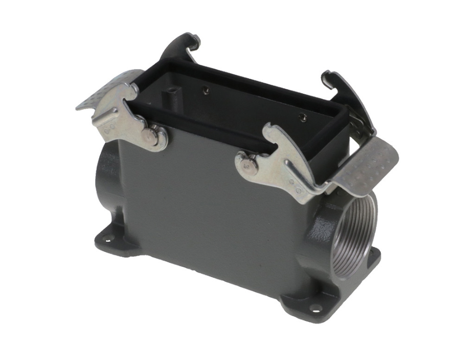 GWconnect STD - Standard, Double Lever Surface Mount Housing, Die-cast Aluminum, with 2 Levers, with Gasket, Size 16B «77x27», Pg29x2 Thread, High Construction, Grey