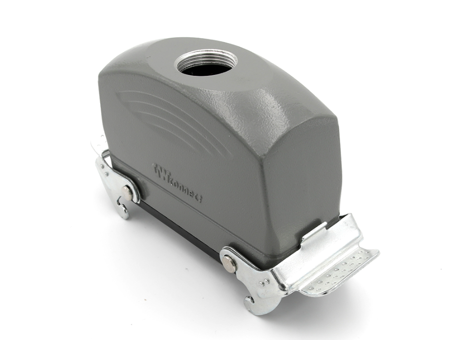 GWconnect STD - Standard, Double Lever Coupler, Die-cast Aluminum, with 2 Levers, Top Entry, with Gasket, Size 24B «104x27», Pg29 Thread, High Construction, Grey