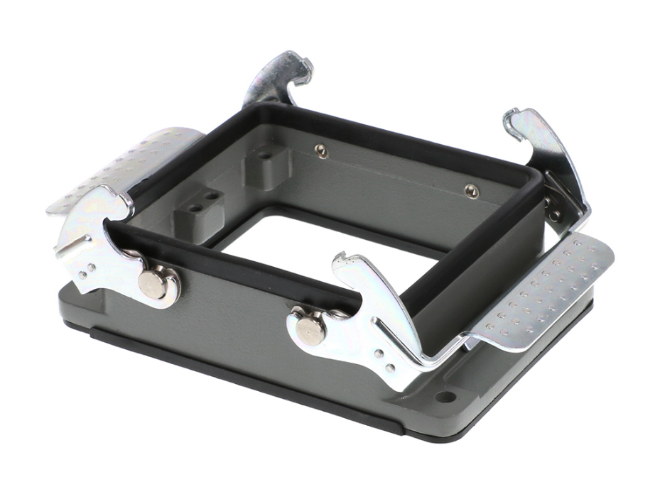 GWconnect STD - Standard, Double Lever Bulkhead Mount Housing, Die-cast Aluminum, with 2 Levers, with Gasket, Size 32B «77x62», Grey