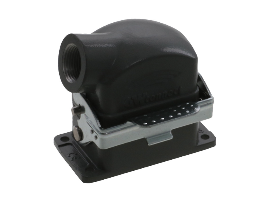 GWconnect Connector Kit, 6 Pole, Series S-E Female-Male Inserts, M20 Die-cast Aluminum Hood-Side Entry, Bulkhead Housing-Vertical, 1 Lever, Size 6B «44x27», Grey