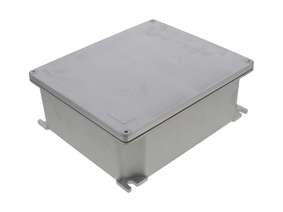 GWconnect Enclosure, Die-cast Aluminum, S-8000 Series, with External Mounting Flanges, 252 x 215 x 91mm Outside Dimensions, Sandblasted