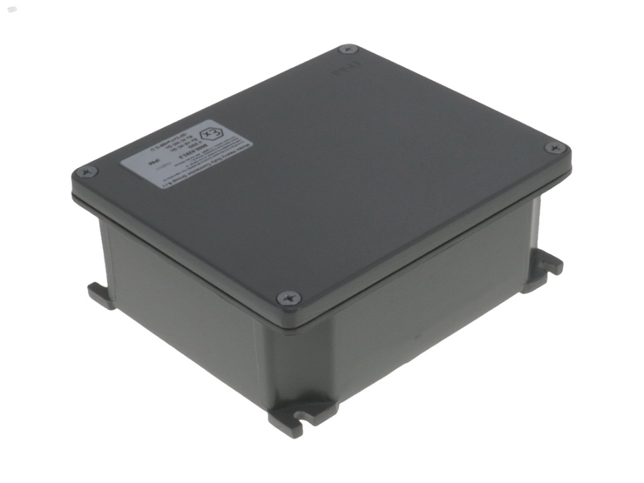 GWconnect Enclosure, Die-cast Aluminum, S-8000 Series, with External Mounting Flanges, 166x 141 x 64mm Outside Dimensions, Grey RAL 7037