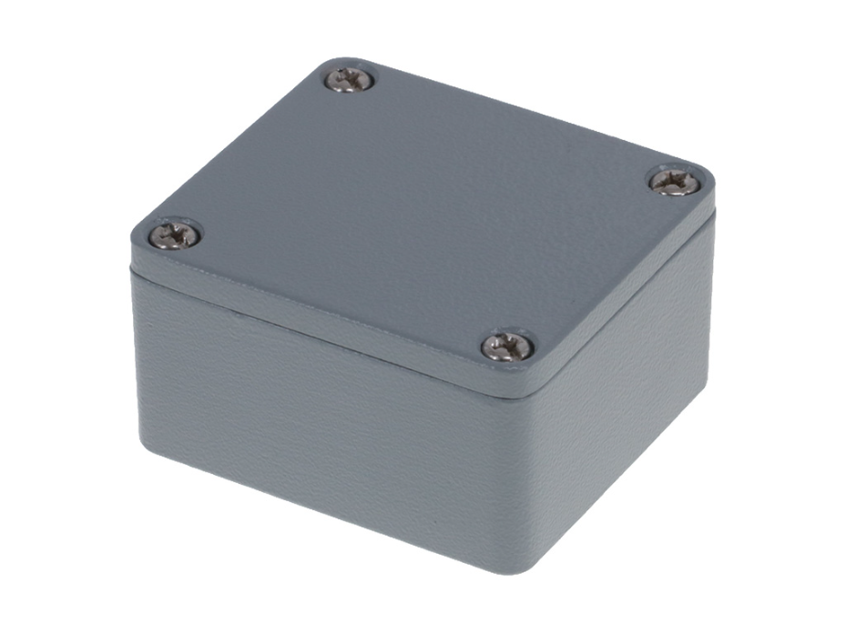 GWconnect Enclosure, Die-cast Aluminum, S-8100 Series, without External Mounting Flanges, 58 x 64 x 36mm Outside Dimensions, Grey RAL 7001