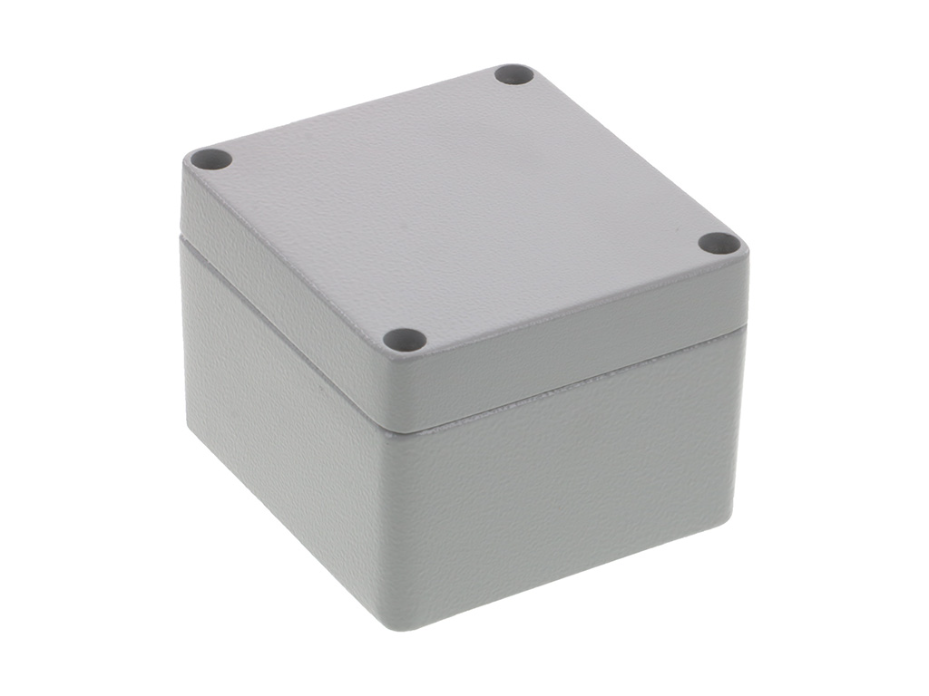 GWconnect Enclosure, Die-cast Aluminum, S-8100 Series, without External Mounting Flanges, 75 x 80 x 57mm Outside Dimensions, Grey RAL 7001