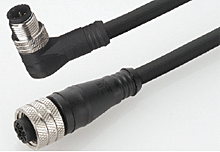 Micro-Change (M12) Double-Ended Cordset, 5 Poles, Male (Straight) to Female (Straight), 0.34mm² Black PVC Cable, 3.0m (9.84') Length