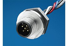 Micro-Change (M12) Receptacle, 5 Poles, PG9 Mounting Threads, Male (Straight) to 0.34mm² PVC Leads, 0.30m (11.81") Length