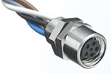 Nano-Change (M8) Receptacle, 5 Poles, M8 x 1.0 Mounting Threads, Female (Straight) to 22 AWG Leads, 0.30m (11.81") Length