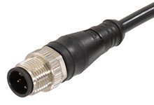Micro-Change (M12) Single-Ended Cordset with Knurled Hexnut, 4 Poles, Male (Straight) to Pigtail, 22 AWG, Yellow TPU WSOR Cable, Yellow Overmold, 3.0m (9.84') Length