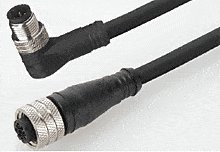 Micro-Change (M12) Double-Ended Cordset, 5 Poles, Male (Straight) to Female (Straight), 22 AWG, Yellow PVC Cable, 10.0m (32.81') Length