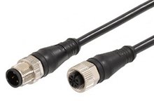 Micro-Change (M12) Double-Ended Cordset with Knurled Hexnut, 5 Poles, Male (Straight) to Female (Straight), 22 AWG, Yellow TPU WSOR Cable, Yellow Overmold, 15.0m (49.21') Length