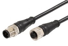Micro-Change (M12) Double-Ended Cordset with Knurled Hexnut, 5 Poles, Male (Straight) to Female (Straight), 22 AWG, Yellow TPU WSOR Cable, Yellow Overmold, 20.0m (65.62') Length
