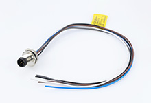 Micro-Change (M12) Front Panel Mount Receptacle, 4 Poles, M12x1 and PG9 Threads, Male (Straight) to 22 AWG Leads, 0.30m (11.81") Length