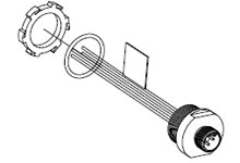 Micro-Change (M12) Receptacle, 4 Poles, 1/2" - 14 NPT Threads, Straight Male, 0.15m (6.00") Length