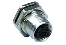 Micro-Change (M12) Receptacle, 5 Poles, PG9 Mounting Threads, Female (Straight) to 0.34mm² PVC Leads, 0.30m (11.81") Length