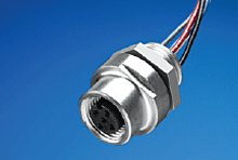 Micro-Change (M12) Receptacle, 8 Poles, PG9 Mounting Threads, Female (Straight) to 0.25mm² PVC Leads, 0.30m (11.81") Length