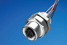 Micro-Change (M12) Receptacle, 8 Poles, PG9 Mounting Threads, PCB Pins