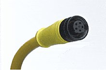 Micro-Change (1/2"-20 UNF) Single-Ended Cordset, 6 Poles, Dual Keyway, Female (90°) to Pigtail, PVC Cable, 22 AWG, 1.83m (6.0') Length
