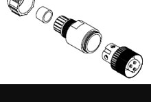 Micro-Change (M12) Dual Keyway with PG9 Cable Fitting, Straight Female, 3 Poles, Cable Diameter 4.10-8.10mm