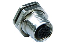 Ultra-Lock (M12) Receptacle, 12 Poles, M16x1.5 Mounting Threads, Female (Straight) to 0.34mm2 PVC Leads, 0.30m (11.81") Length