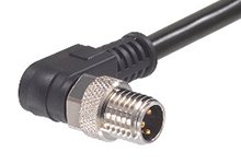 Nano-Change (M8) Single-Ended Cordset with Knurled Hexnut, 5 Poles, B-Coded, Male (90°) to Pigtail, 24 AWG, Black TPU WSOR Cable, 5.0m (16.40') Length