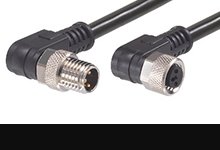 Nano-Change (M8) Double-Ended Cordset with Knurled Hexnut, 4 Poles, Female (90°) to Male (90°), 24 AWG, WSOR Cable, 3.0m (9.84') Length