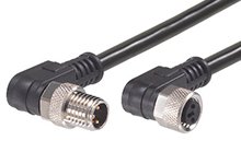 Nano-Change (M8) Double-Ended Cordset with Knurled Hexnut, 5 Poles, Female (90°) to Male (90°), 24 AWG, WSOR Cable, 3.0m (9.84') Length