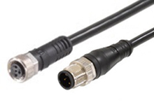 Micro-Change (M12) to Nano-Change (M8) Double-Ended Cordset with Knurled Hexnut, 4 Poles, Female (Straight) to Male (Straight), 24 AWG, WSOR Cable, 2.0m (6.56') Length