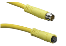Nano-Change (M8) Single-Ended Cordset, 3 Poles, Female (90°) with Snap Coupling to Pigtail, 24 AWG, PVC Cable, 2.0m (6.56') Length